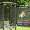 Outsunny Garden Bench, Arch Pergola with Natural Wooden Garden Arbour with Seat for Vines/Climbing Plants for Outdoor Space, Grey