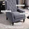 HOMCOM Retro Accent Chair, Velvet Wingback Armchair with Wood Frame Button Tufted Design for Living Room Bedroom, Charcoal Grey