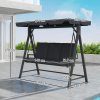 Outsunny 3 Seater Garden Swing Seat with UPF30+ Adjustable Canopy, Swing Chair with Cushion, Outdoor Hammock Bench for Balcony Patio, Dark Grey