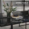 Outsunny 5 Piece Garden Dining Set, 4 Seater Outdoor Table and Chairs with Texteline Seat, Space Saving Cube Set with Foldable Backrest, Tempered Glass Table Top, for Patio, Black