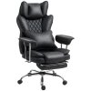 HOMCOM Executive Office Chair, Leathaire Reclining Computer Desk Chair with Lumbar Support Pillow, High Back, Footrest, Silent Swivel Wheels, Armrest, Height Adjustable for Home, Black