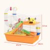 PawHut 3 Tiers Hamster Cage, Small Animal House with Tubes, Exercise Wheel, Ladder, Water Bottle, Dish, Hut, Top Handle, 45 x 28 x 37cm - Orange