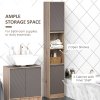 HOMCOM Narrow Bathroom Cabinet, Slim Bathroom Storage Unit with Open Compartment, Freestanding Storage Cupboard with Adjustable Shelves for Small Spaces, 30 x 24 x 170 cm