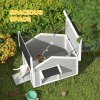 PawHut Dog House Wooden Dog Kennel Outdoor with Openable Asphalt Roof, Removable Floor, Door Curtain, Elevated Feet, for Medium Breeds, Light Grey