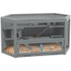 PawHut Wooden Large Hamster Cage Small Animal Exercise Play House 3 Tier with Sliding Tray, Seesaws, Water Bottle, Grey
