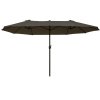 Outsunny 4.6m Large Garden Parasol Double-Sided Sun Umbrella Patio Market Canopy Shade Outdoor Grey - NO BASE