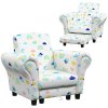 AIYAPLAY Kids Armchair with Stool, 2 Piece Kids Sofa Set with Cloud Design, Wooden Frame, Upholstered Kids Chair for Bedroom, Playroom, Kid Room, for 1.5-3 Years Old, White