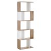 HOMCOM Bookcase, S-Shaped Wooden Bookshelf, 5/6 Tiers Freestanding Storage Shelf, Home Office Decorative Display Stand Rack, 24D x 60W x 184.5H