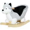 HOMCOM Husky Baby Rocking Horse for Toddlers, Plush Wooden Child Rocking Animal with Sound, Seatbelt, Gift for Ages 18-36 Months, Kids Ride-On Toy for Indoor Use - Grey