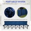 Outsunny 6 Seater Folding Bench, Outdoor Camping Chair Portable Sports Spectator Chair with Metal Frame, Cup Holder & Carry Bag, Blue