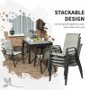 Outsunny Stackable Outdoor Chairs Set of 4, Rattan Garden Chairs with Armrests and Backrest for Deck, Mixed Grey