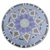 Outsunny 60 cm Mosaic Garden Table, Small Round Outdoor Side Table with Ceramic Top, Plant Stand for Patio, Balcony, Blue and White