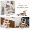 PawHut Pet Stair, Cat Tree with 4-step Climb Ladder, Scratching Posts, Platforms, Toy Ball, for Indoor Elderly Cats Kittens, White