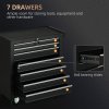 DURHAND 7-Drawer Rolling Tool Chest on Wheels, Lockable Tool Cabinet with Side Handle, Metal Tool Box Trolley for Garage, Workshop, Matte Black