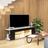 HOMCOM 145cm TV Unit with Glass Shelves and LED Light, Modern TV Stand Cabinet for Living Room, Entertainment Unit for 60 inch 4k TV
