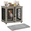 PawHut Dog Crate Furniture, Dog Cage with Soft Washable Cushion, Furniture-Style Pet Kennel Indoor House End Side Table for Small Medium Breeds, 80 x 56 x 63 cm, Grey