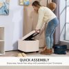 HOMCOM Storage Ottoman Bench, Corduroy Footstool with Removable Lid and Legs, 40cm Storage Chest Box for Living Room, Bedroom, Hallway, Beige