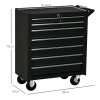 DURHAND 7-Drawer Rolling Tool Chest on Wheels, Lockable Tool Cabinet with Side Handle, Metal Tool Box Trolley for Garage, Workshop, Matte Black
