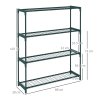 Outsunny Modern Plant Stand, 4-Tier Planter Holder with Steel Frame, Outdoor Flower Display Rack for Potted Plants Garden Balcony Decor, Dark Green