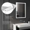 HOMCOM Bathroom Mirror with LED Lights, Illuminated Makeup Mirror with 3 Colours, Defogging Film and Memory Function, Hardwired, Horizontal or Vertical, 90 x 70cm