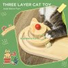PawHut 26cm Cat Scratching Post, Mushroom-Shaped Cat Post with Toy Balls, Feather, Sisal Scratch Post for Indoor Cats - Natural tone and green