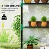 Outsunny Walk-in Greenhouse with 3 Tier 4 Shelves, Small Greenhouse with Reinforced PE Cover, Garden Plant Growhouse with Roll-up Door and Three Mesh Windows, 143 x 74 x 190 cm, White