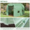Outsunny 2.5 x 2m Walk-In Polytunnel Greenhouse, with Steel Frame, PE Cover, Roll-Up Door and 4 Windows, Green