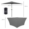 Outsunny 3(m) Half Parasol, Semi Round Umbrella with Metal Frame, Crank Handle for Balcony, Garden, Dark Grey