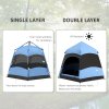 Outsunny Double Layer Instant Pop Up Tent with Rainfly, Hexagon 4 Man Dome Tent, Portable Camping Shelter with Sewn-in Groundsheet and Carry Bag, for Festival Backpacking Road Trips, Blue