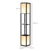 HOMCOM Floor Lamp with Shelves and Dual Light, Modern Corner Standing Lamp for Living Room, Bedroom, Bulb not Included, Black