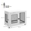 PawHut Dog Crate Furniture End Table w/ Soft Washable Cushion, Two Doors, Indoor Pet Kennel for Small Medium Large Dogs w/ Wire Mesh, White