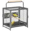 PawHut Bird Cage Budgie Cage for Budgie, Lovebirds, Green Cheek Canary, Parakeet, Cockatiel, Travel Breeding Cage w/ Wooden Perch Handle, 48 x 38 x 65 cm