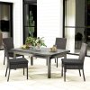 Outsunny 4 Pieces PE Rattan Garden Chairs with Cushion, Patio Wicker Dining Chairs with Backrest for Patio, Deck, Garden, Dark Grey