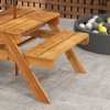 Outsunny Kids Picnic Table 3 in 1 Sand Pit Table Wooden Garden Furniture Bench Sand and Water Pit, with Removable Parasol, for Ages 3-6 Years Outdoor