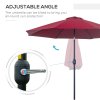 Outsunny 2.7M Garden Parasol Umbrella with Glass Fibre Ribs and Aluminium Frame, Tilting Sun Shade Shelter Canopy, Wine Red