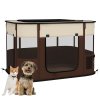 PawHut Dog Pen, Pet Playpen, Portable Foldable Dog Cat Playpen Soft Pet Cage with Storage Bag for Puppies, Rabbits, Kittens, Guinea Pigs, 94 x 74 x 60cm - Brown