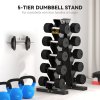 SPORTNOW 5-Tier Dumbbell Rack, Dumbbell Storage Stand Holder, Steel Weight Tree for Home Gym