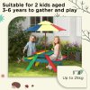 Outsunny Kids Picnic Table Wooden Garden Furniture Bench with Removable Umbrella Outdoor, for Ages 3-6 Years - Multicoloured