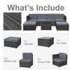 Outsunny 7Pc Rattan Garden Furniture Wicker Sofa & Coffee Table Set Patio Furniture Outdoor with Cushions Grey