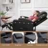 HOMCOM Recliner Chair, Recliner Massage Rocker Chair with 360° Rotate, 165° Reclining Function, Adjustable Footrest, Swivel Armchair Single Sofa for Living Room with Drink Holders, Side Pockets, Black