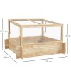 Outsunny Outdoor Raised Garden Bed with Cold Frame Greenhouse and Openable Top, Wooden Elevated Planter Box for Vegetables, Flowers and Herbs, 98x98x63.5cm