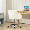HOMCOM Office Chair, Teddy Fleece Swivel Computer Desk Chair, Makeup Vanity Seat with Adjustable Height for Home Study Bedroom, Cream White
