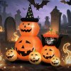 Outsunny 180 cm Tall Halloween Inflatables Pumpkin and Cat with Built-in LED Lights, Self-Inflating Outdoor Halloween Decoration for Garden Party, Orange and Black