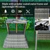Outsunny Rattan Outdoor Coffee Table, Wicker Garden Patio Bistro Side Table with Umbrella Hole and Storage Space for Balcony, Porch, Grey