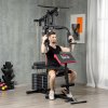 HOMCOM Multi Gym with Weights, Multifunction Home Gym Machine with 66kg Weight Stack for Full Body Workout and Strength Training, Red