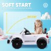 AIYAPLAY Volkswagen Beetle Licensed Ride on Car, 12V Kids Electric Car with Remote Control, 4 Spring Suspension Wheels, Soft Start, Headlights, FM Radio, Music, Horn, White