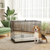 PawHut Dog Crate, Folding Metal Dog Cage with Two Doors, Tray, Soft Cushion, for Extra Large Dogs, 105 x 70 x 75 cm, Black