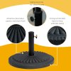 Outsunny 14kg Round Cement Parasol Base Umbrella Weight Stand Holder Fits 35mm, 38mm, 48mm Pole for Patio Outdoor Garden - Black