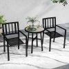 Outsunny 3 Piece Patio Bistro Set, Garden Dining Set with Plastic Top, 2 Stackable Chairs, Galvanised Steel Frame, Outdoor Dining Set for Balcony, Deck, Grey