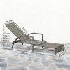 Outsunny PE Rattan Sun Lounger, Garden Lounger with 4-Level Adjustable Backrest, Outdoor Sunbed with Retractable Footrest for Balcony, Beach, Patio, Mixed-grey
